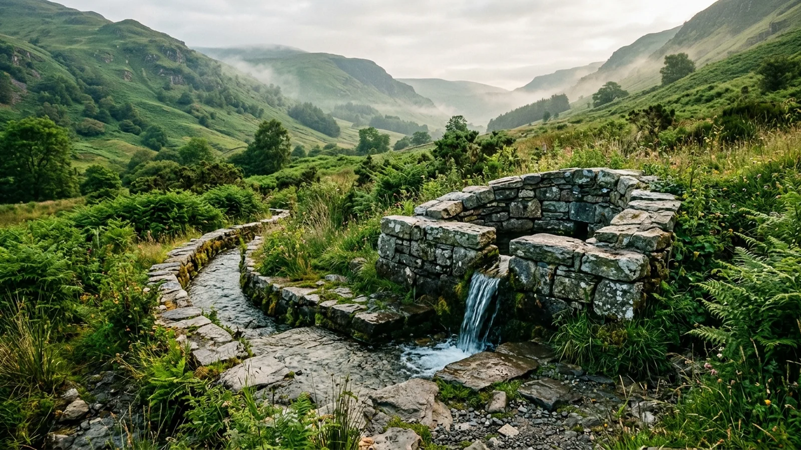 Illustration: a protected community spring with stone masonry